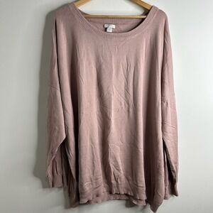 Garnet Hill Oversized Sweater Womens XL Dusty Pink SIlk Cotton Boxy Lagenlook